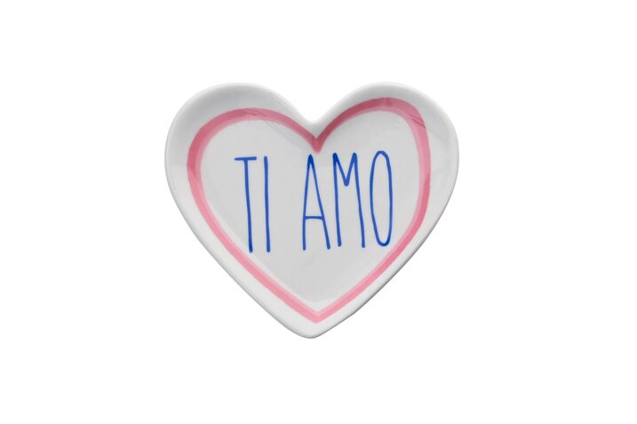 Love Plates, Deko-Teller, Porzellan, Motiv: Ti amo, Herz, flach, weiß