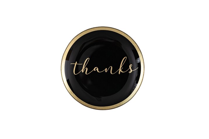 Love Plates, Glasteller M, Thanks, rund, schwarz
