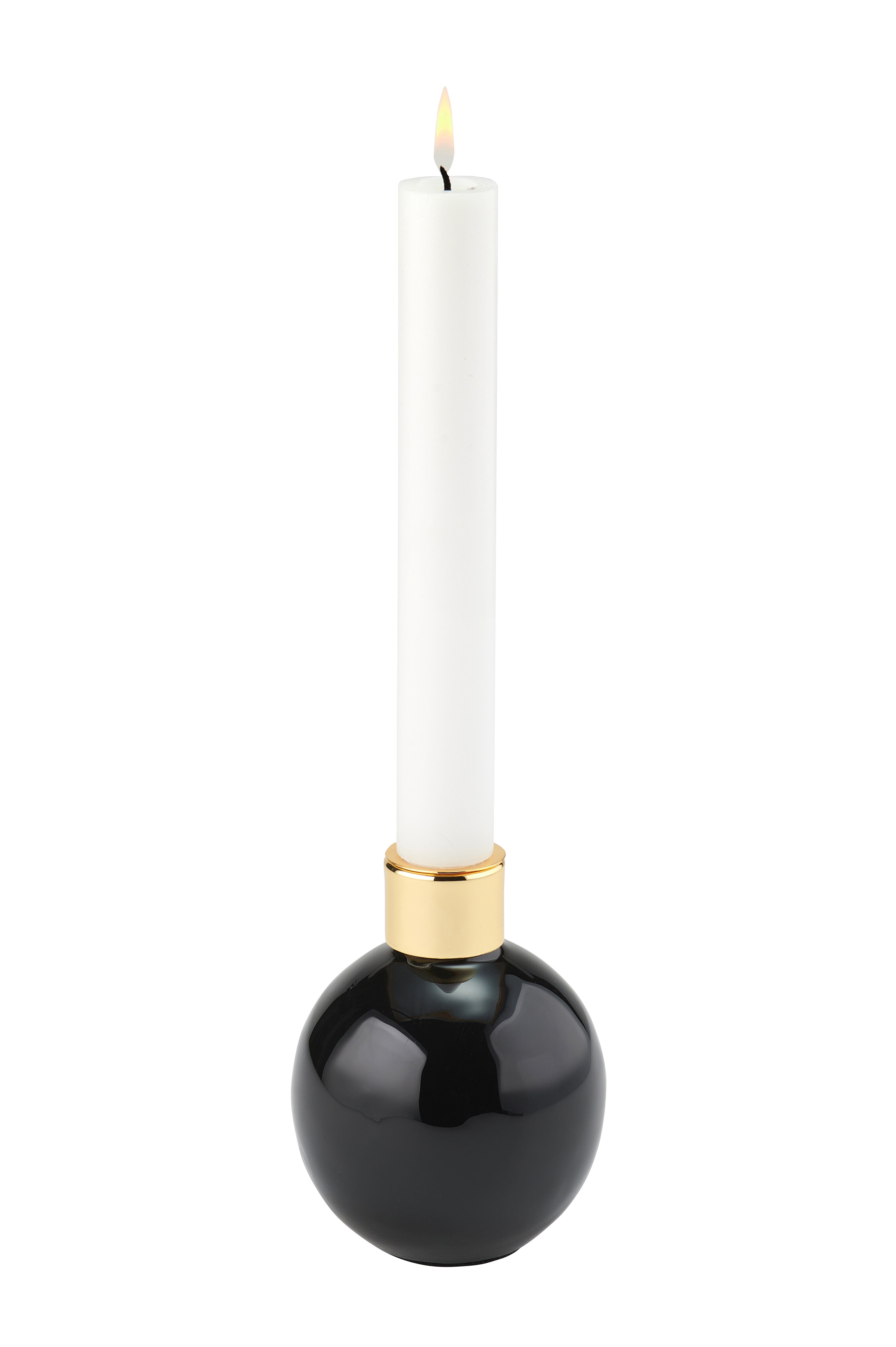 Saigon, Vase/Kerzenhalter, S(H11cm), Kugel, schwarz/gold