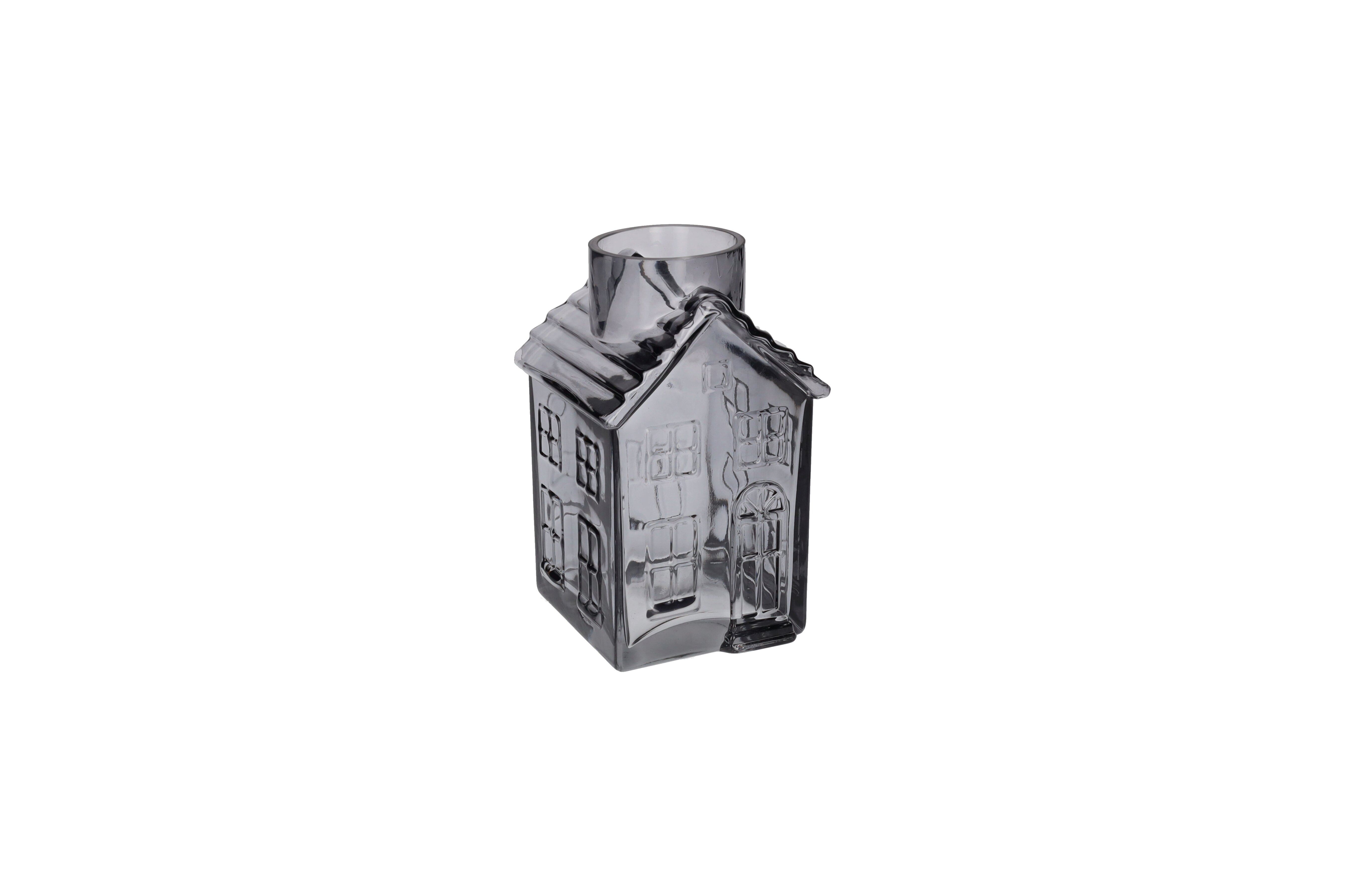 Jacquard, vase house (h21,5cm), gray, sprayed