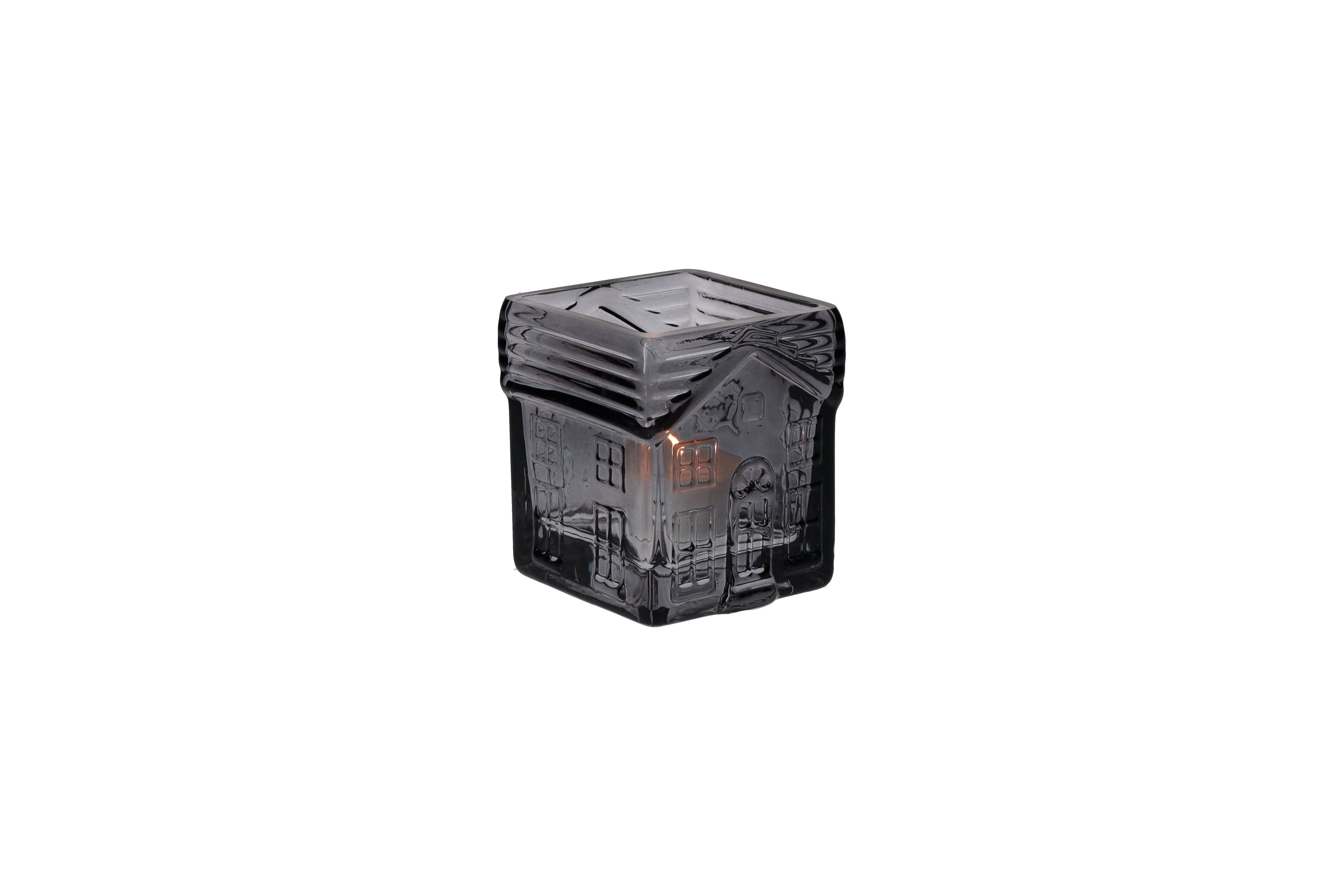Jacquard, Windlicht,  Haus, S, grau, gs