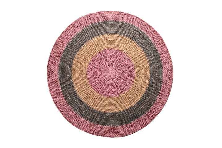 Boathouse, placemat, round, pink/nature/gray