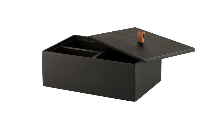 Bento, box w.division, mango wood, rectangular, black