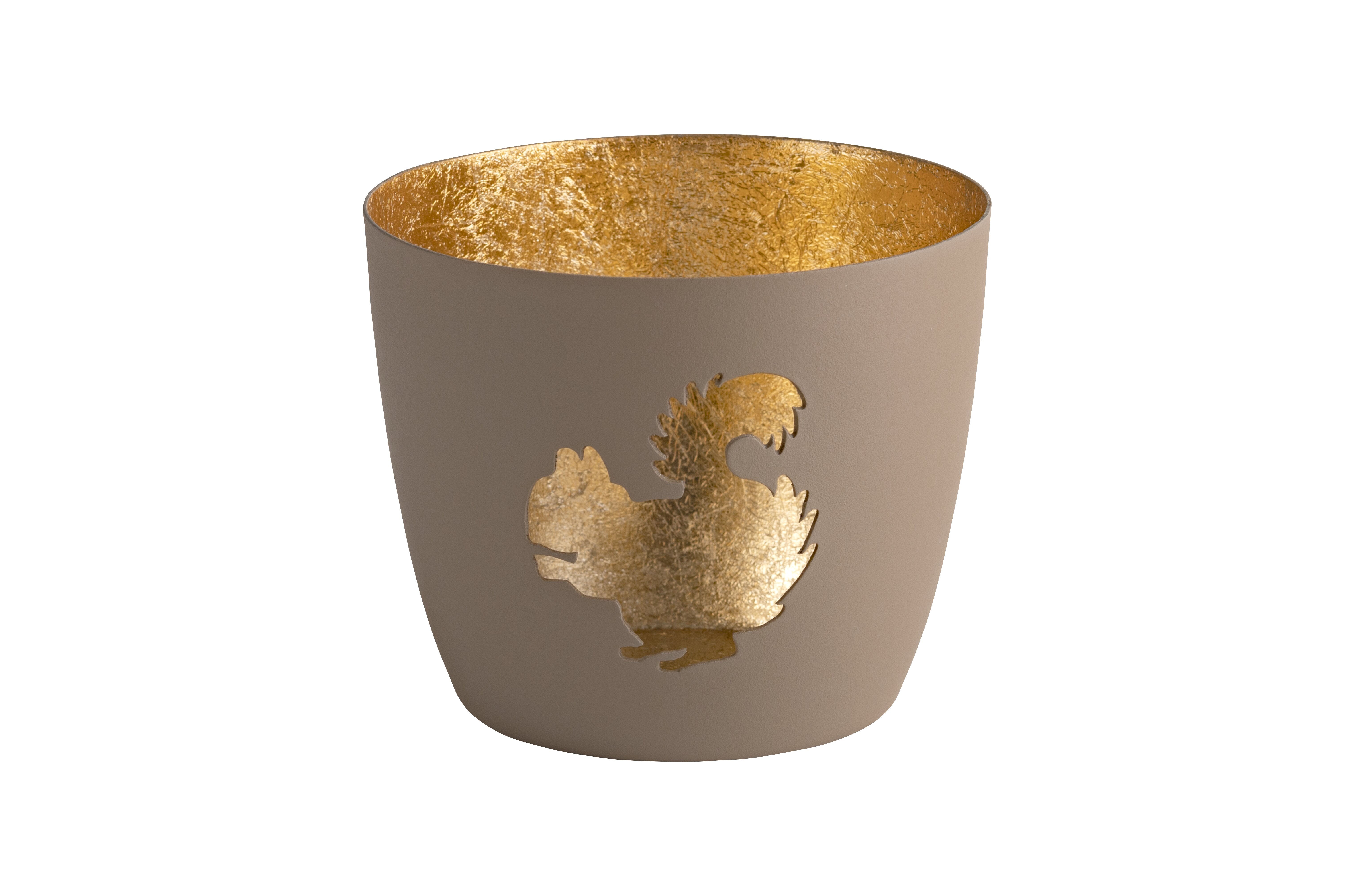 Madras, Windlicht, M, Motiv: Eichhörnchen, sandstone/gold