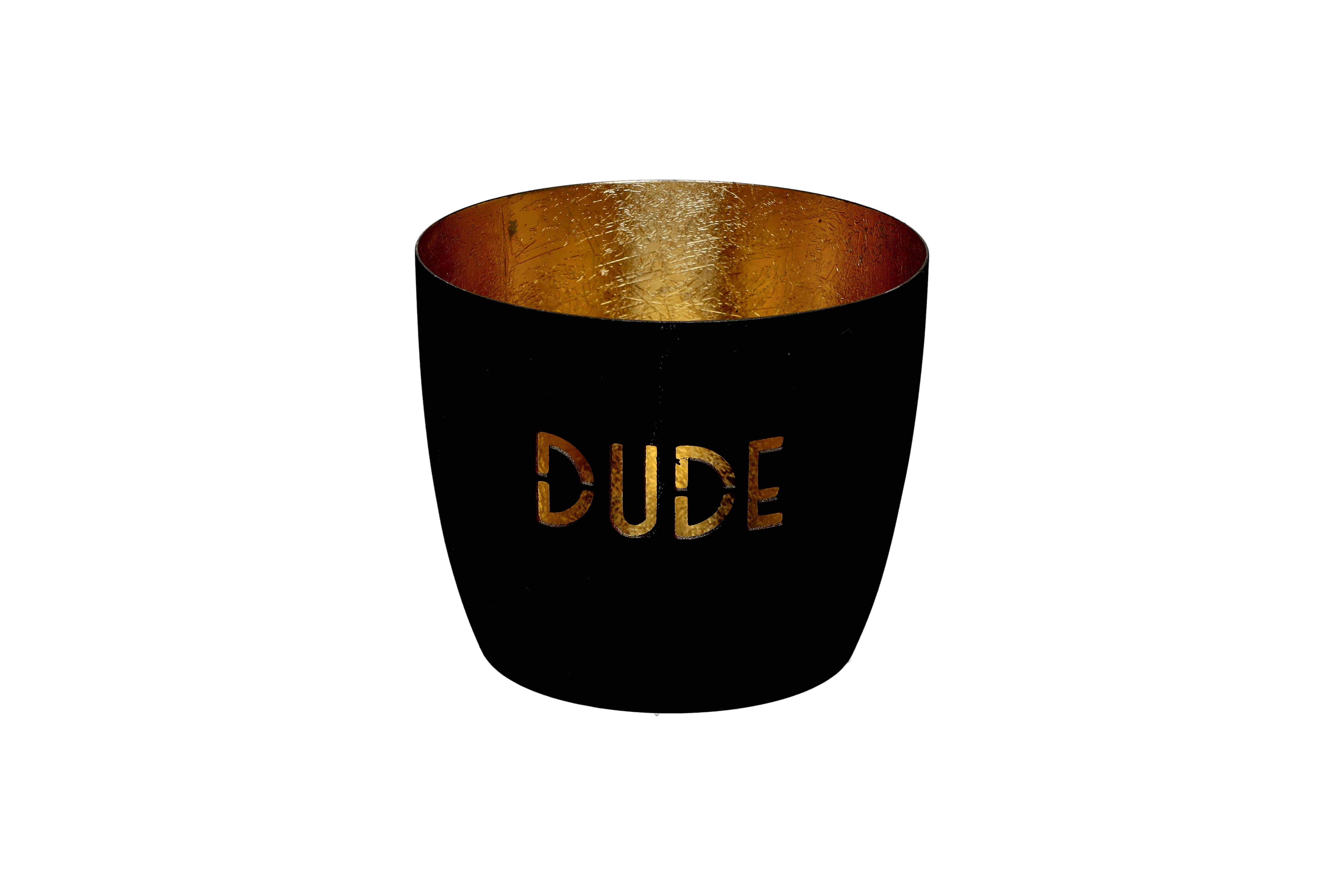 Madras, Windlicht, M, Motiv: Dude, schwarz/ gold