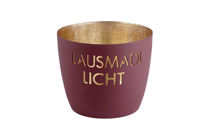 Madras, Windlicht, M, Motiv: Lausmadl Licht, burgundy/gold