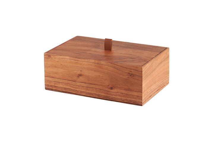 Bento, box w.division, accia wood, rectangular, nature