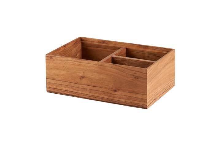 Bento, box w.division, accia wood, rectangular, nature