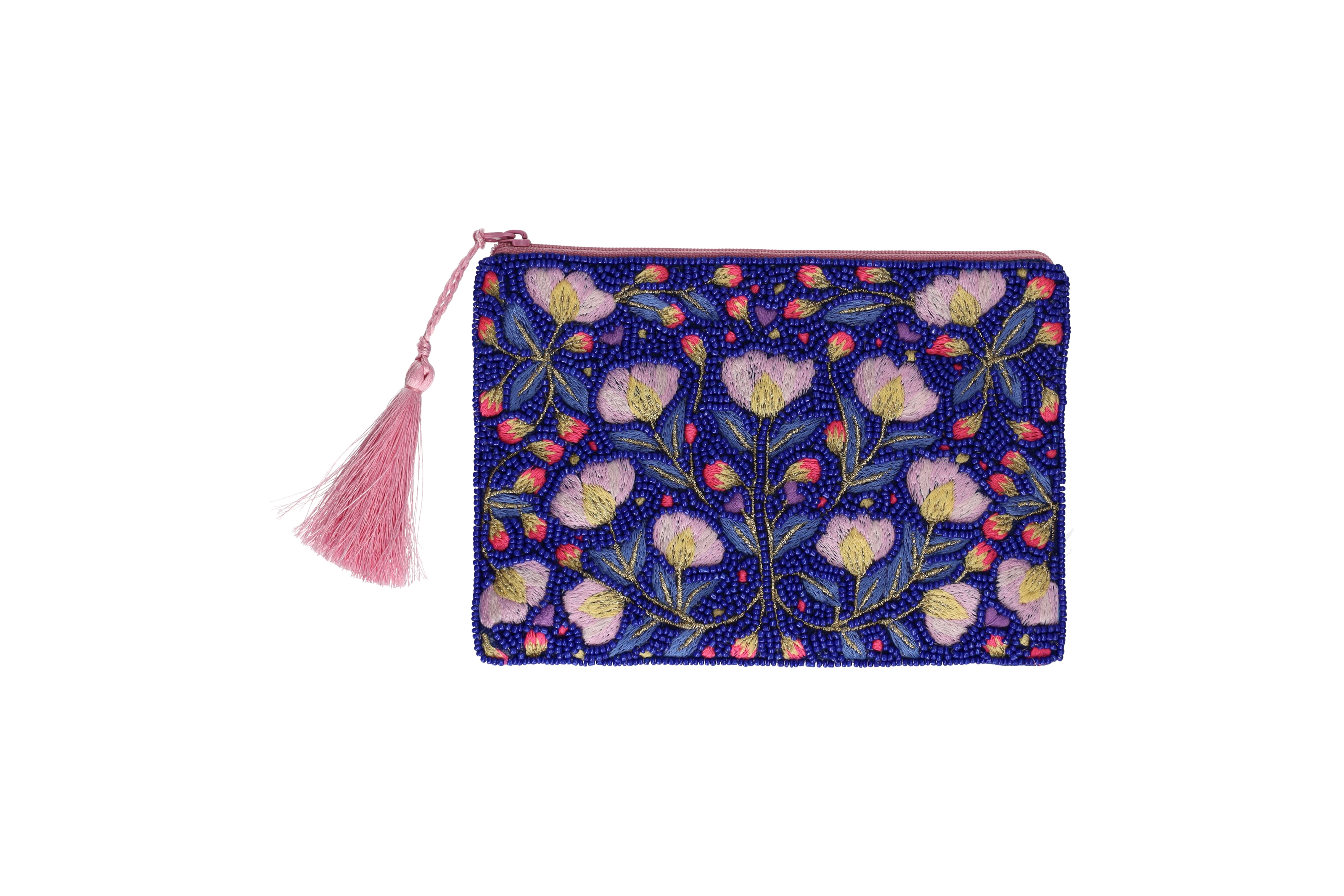 Elodie, cosmetic bag, M, motive: blossom, blue