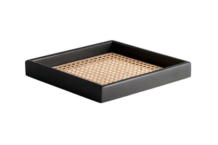 Bento, tray, S, mango wood, braid, black