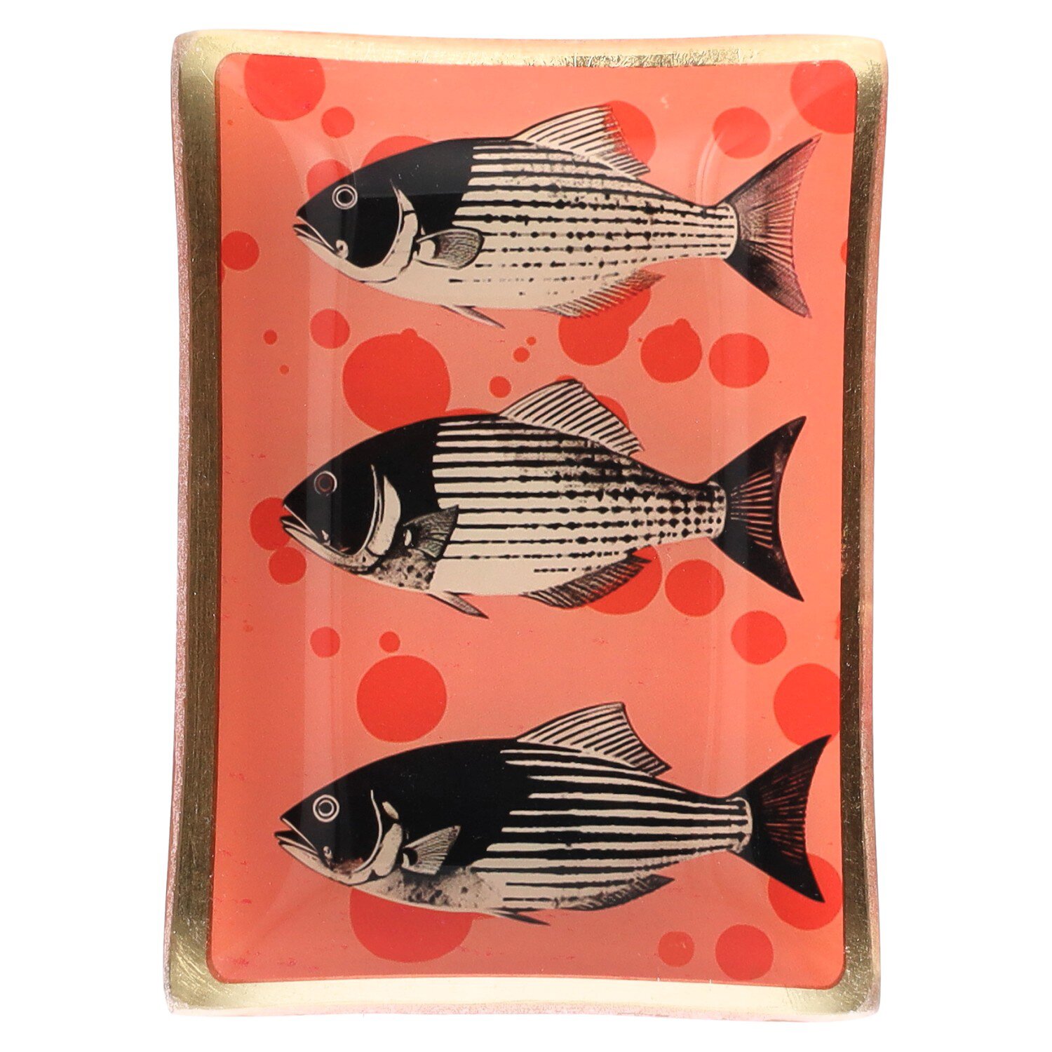 Love Plates, Glasteller M, Motiv: Fische, orange/schwarz