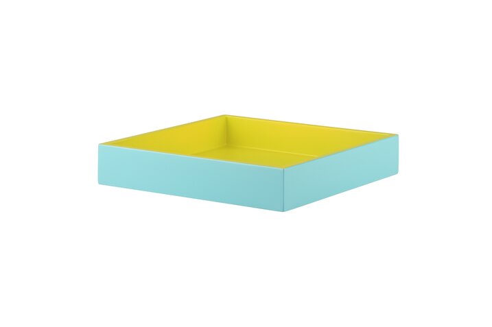 Spa, Tablett, S, quadratisch (19x19x3,5cm), 2 farbig, shiny türkis/matt gelb