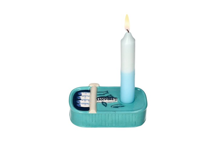 Mignon, Kerzenhalter, Motiv: Sardinendose, blau