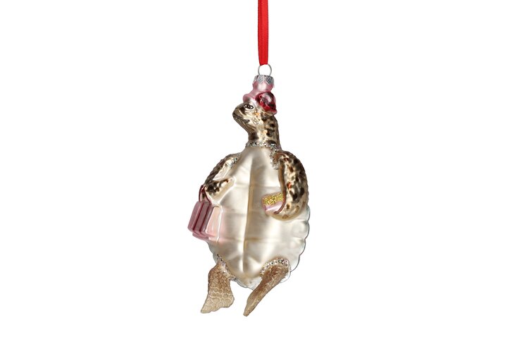 Hänger Schildkröte Dame mit Hut und Tasche, rosa