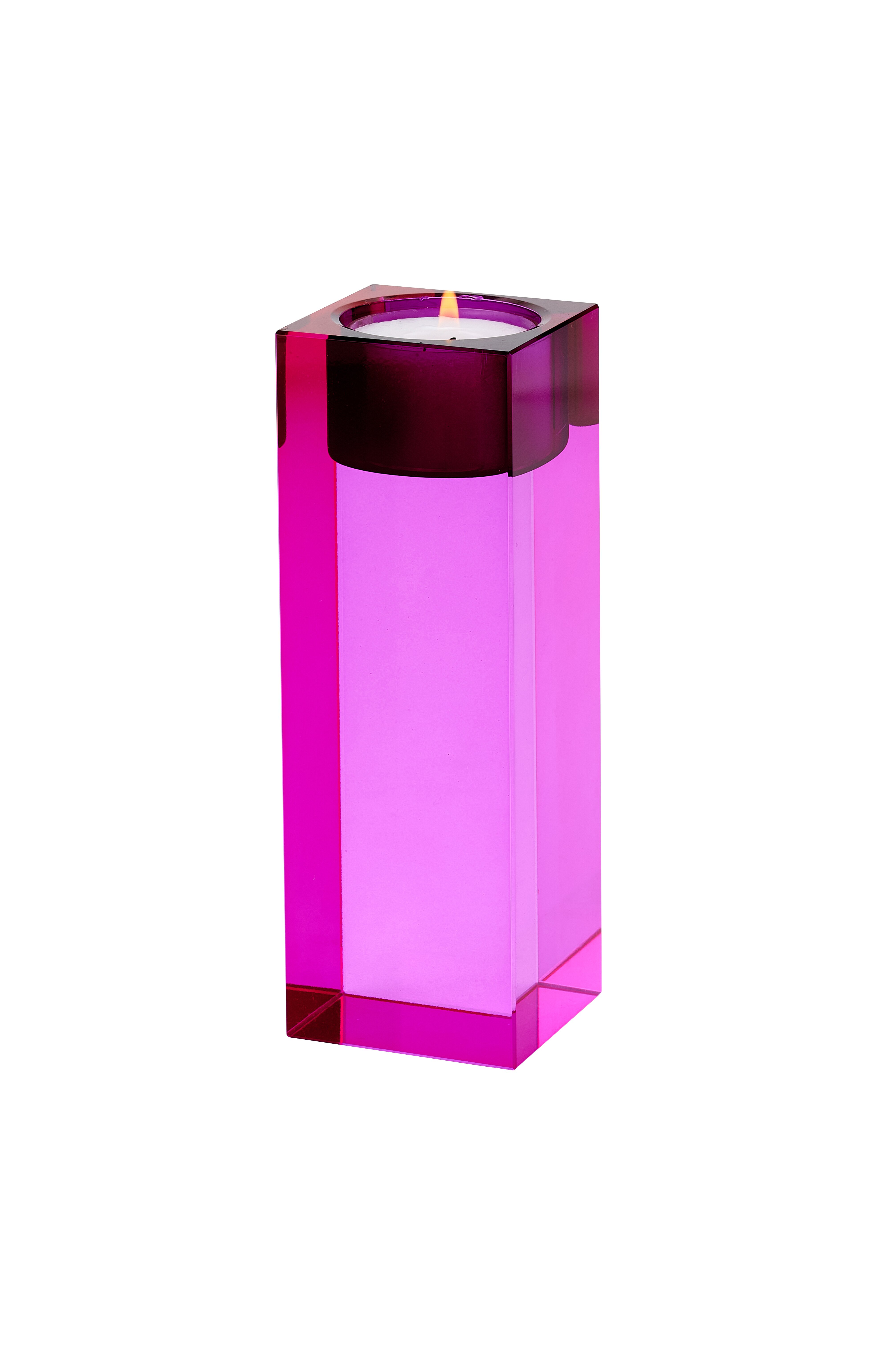Sari, Kristallglas, Teelichthalter L(H14cm), pink, gs