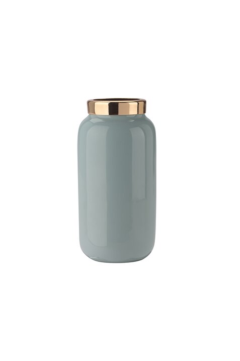 Saigon, Minivase mit Metallring (H9,5cm), pastellblau/gold