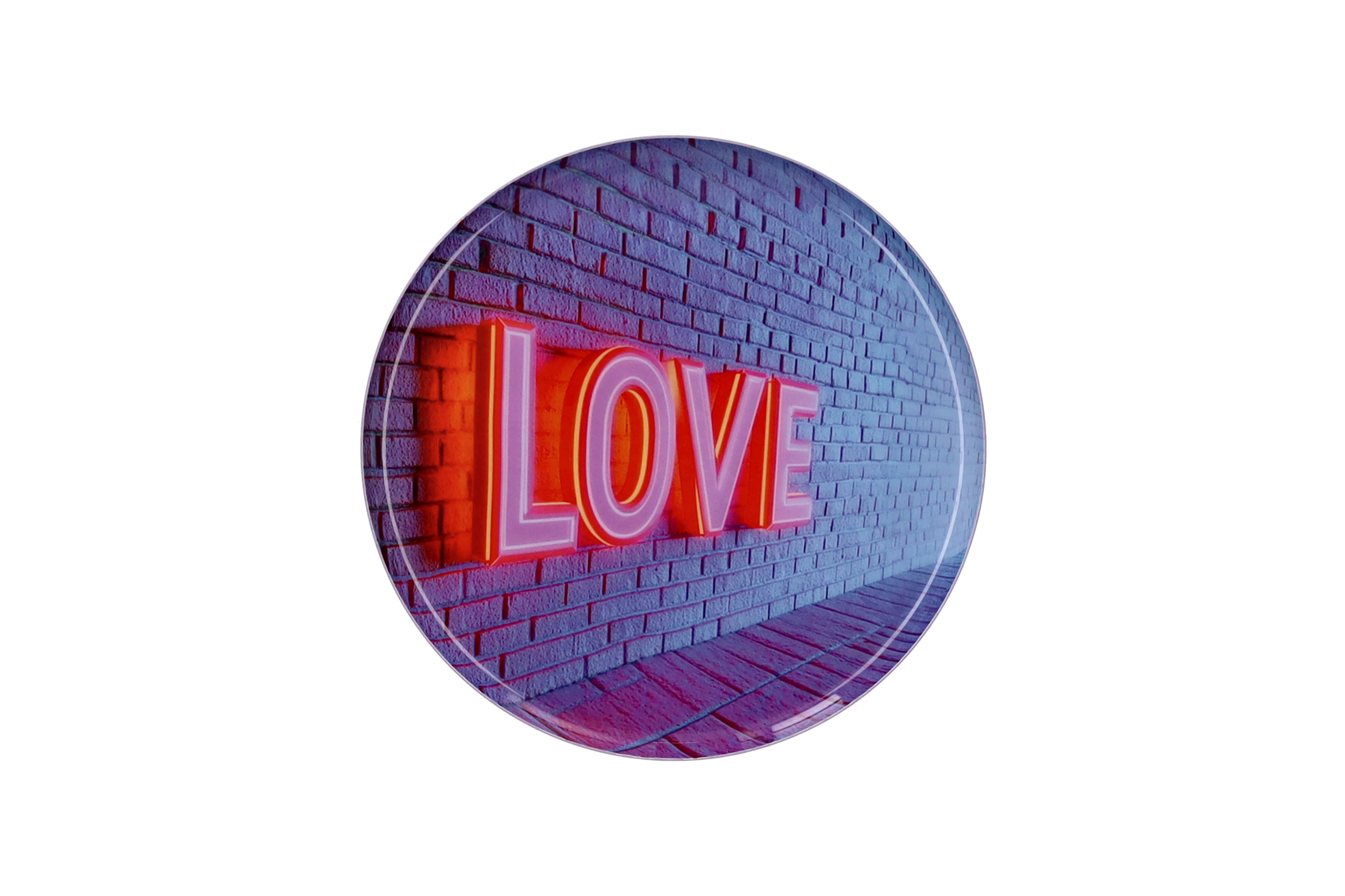 Love Trays, Dekotablett, S, Motiv: Love, rund, rosa/lila
