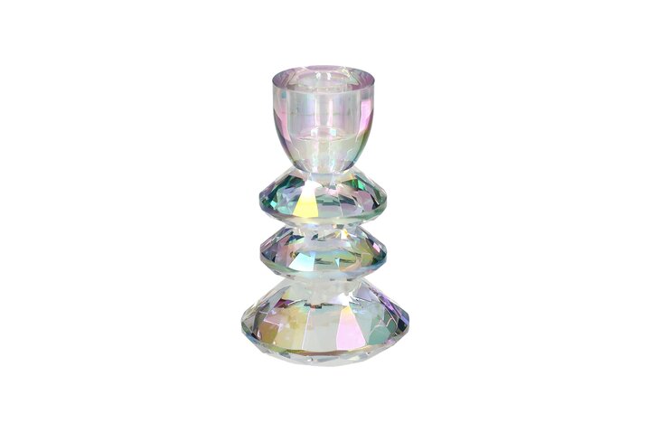 Sari, Kristallglas, Kerzenhalter H13,5cm, irisierend, transparent, gs