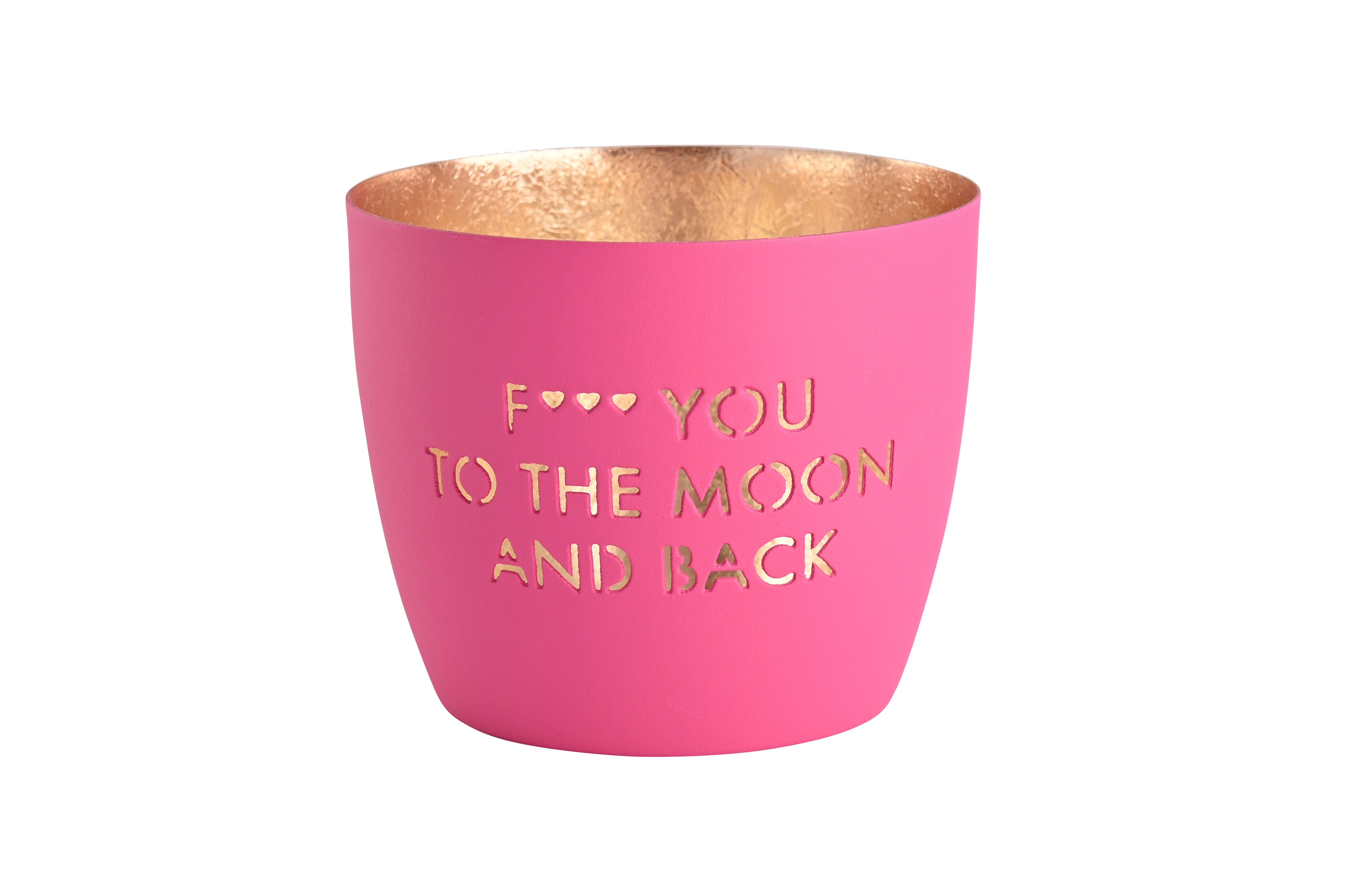 Madras, Windlicht, M, Motiv: F… you to the moon and back, neon purple/gold