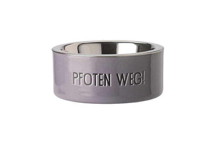 Love Pets, bowl, S, motive: Pfoten weg, antracite