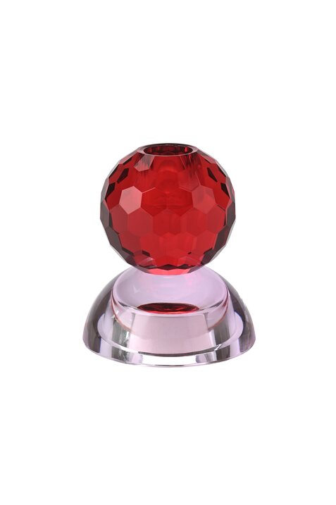 Sari, Kristallglas, Kerzenhalter/Teelichthalter, Kugel/Cabochon, rot/hellrosa, gs