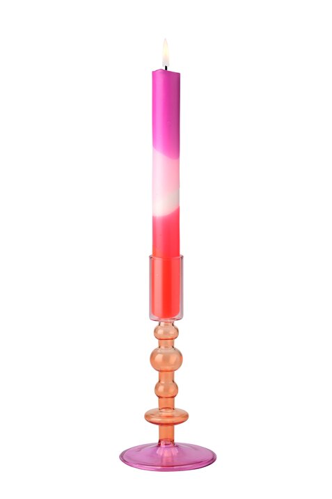 Voile, Kerzenhalter, H15,7cm, Borosilikatglas, rosa/orange/lila, gs
