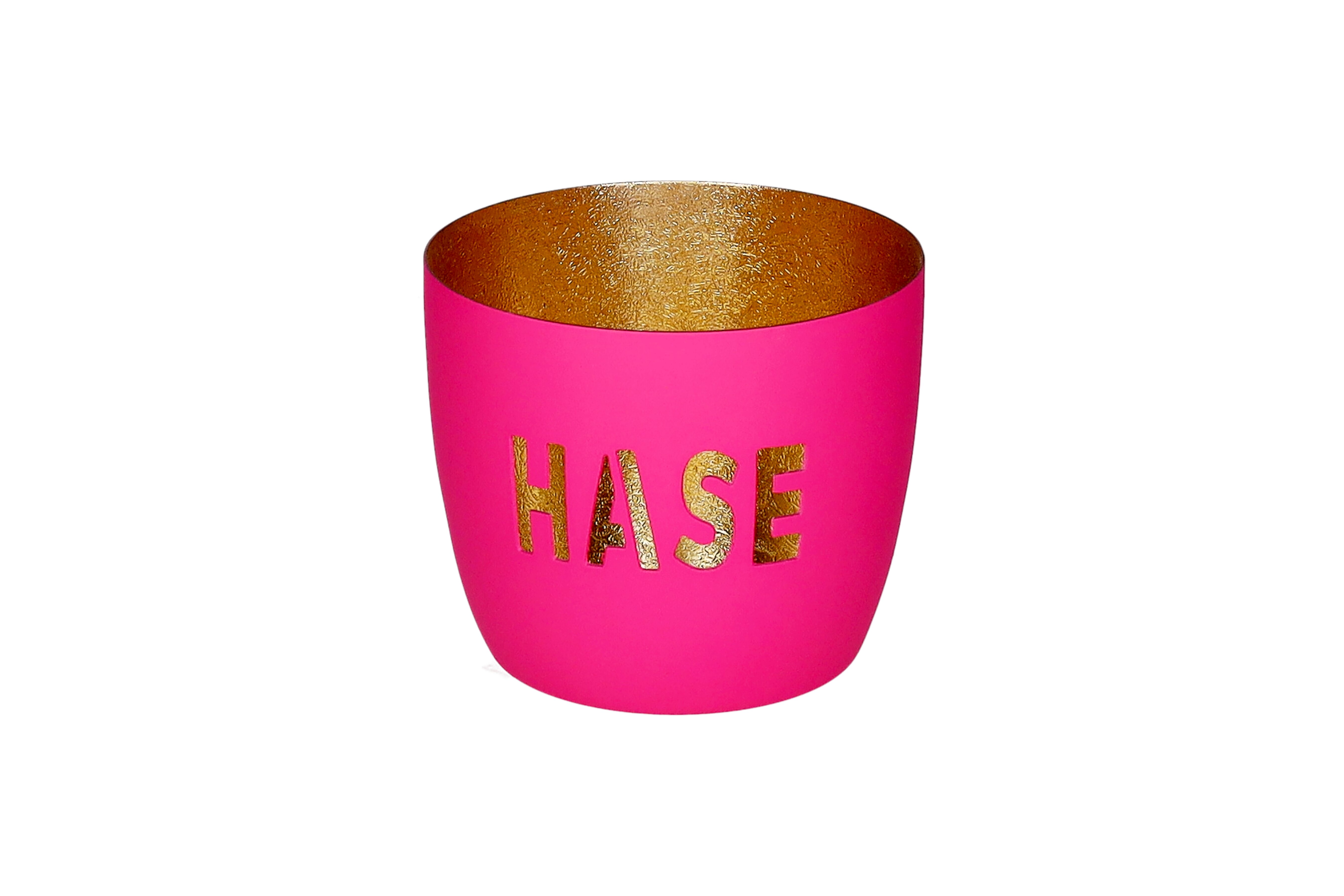 Madras, Windlicht, M, Motiv: Hase, hot pink/gold