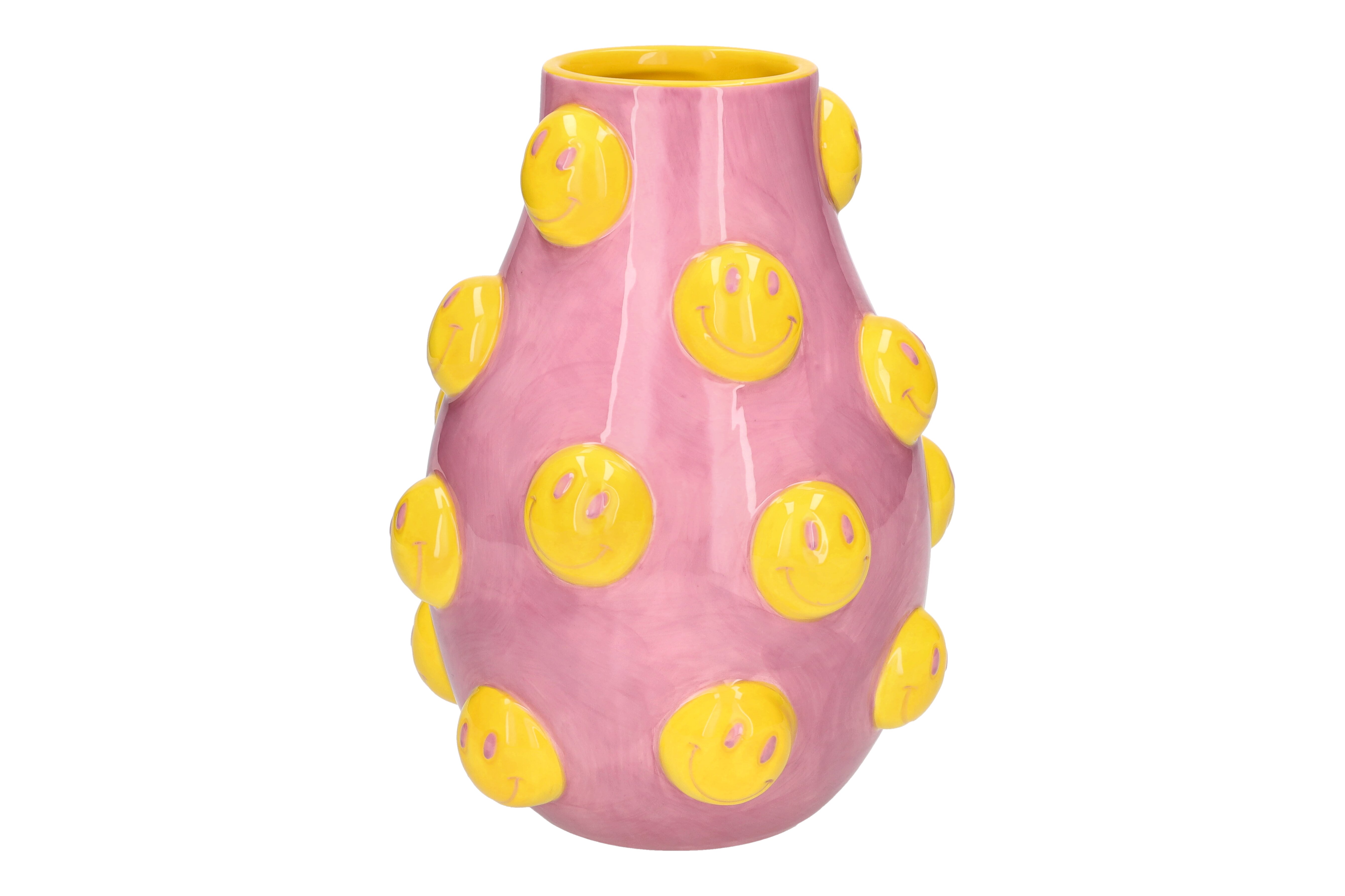 Artisan, vase, smile, L, pink/yellow