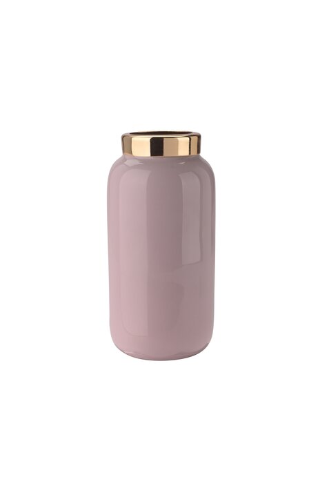 Saigon, Minivase mit Metallring (H9,5cm), pastellflieder/gold