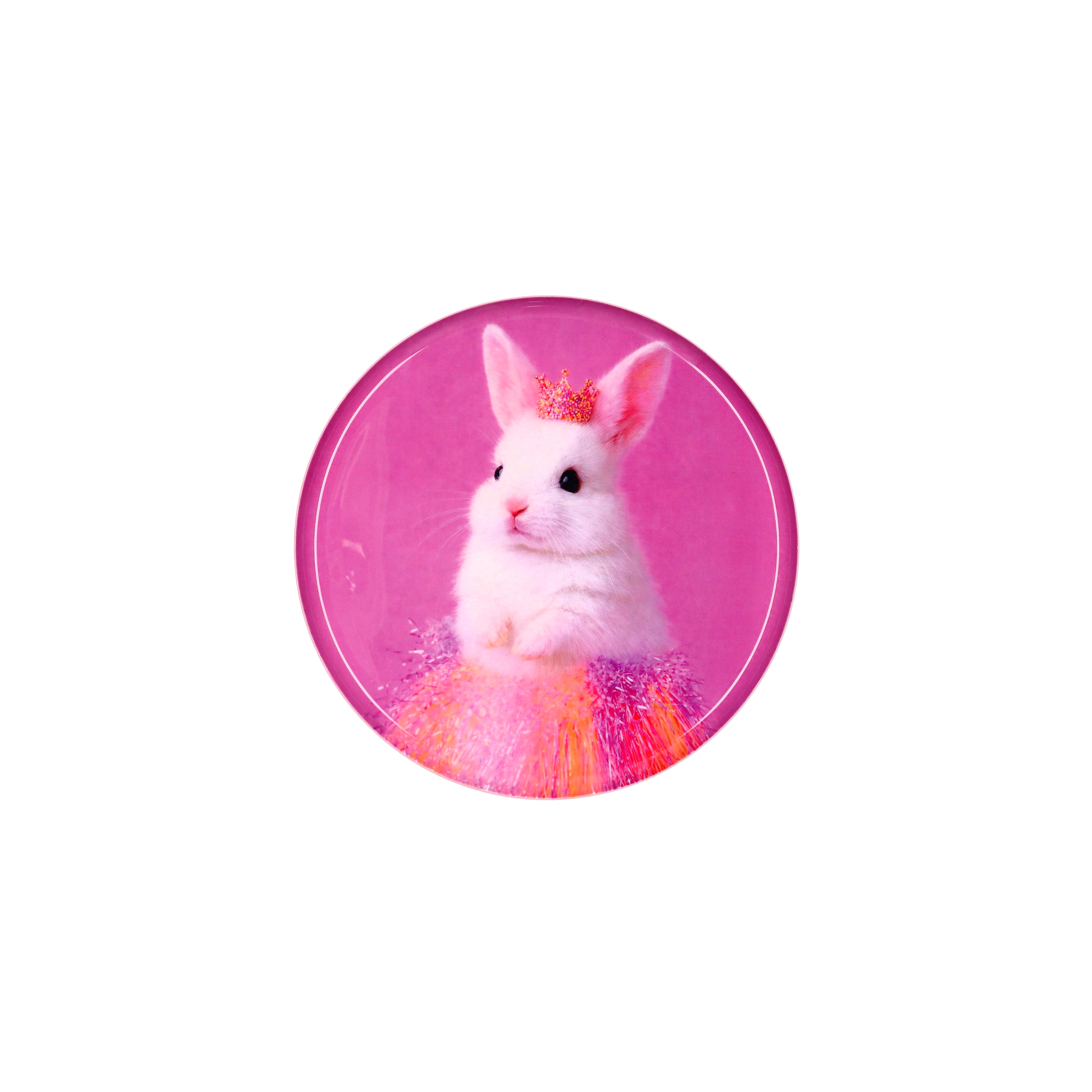 Love Trays, Dekotablett, S,  Motiv: Hase mit Krone , rund, rosa
