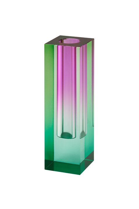 Sari, crystal glass, vase h16,5cm, green/purple, sprayed