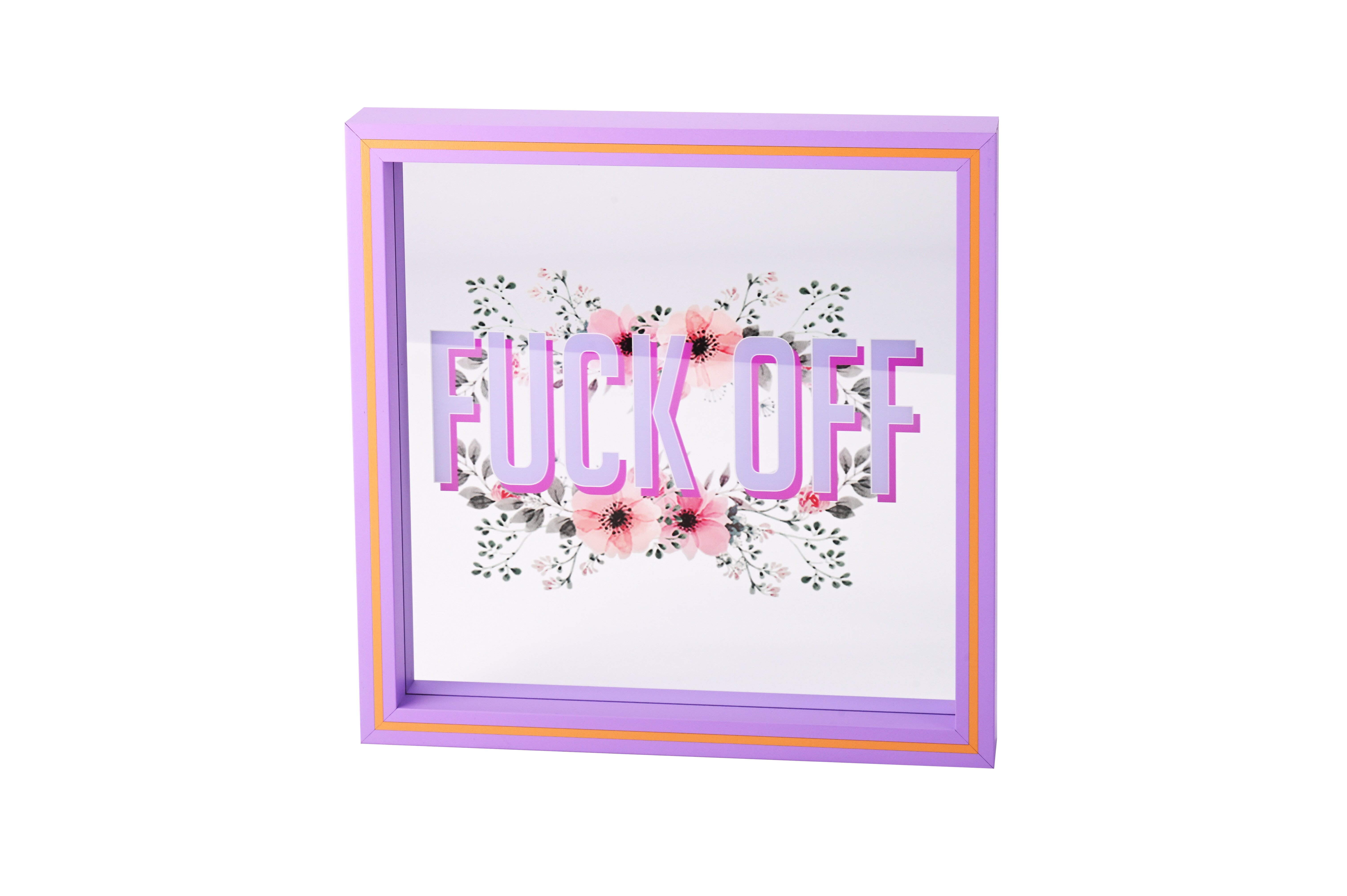 Love Frames, glass picture, motive: fuck off, purple