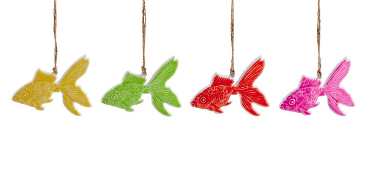Metallhänger, Fisch, 4fach sortiert, bunt