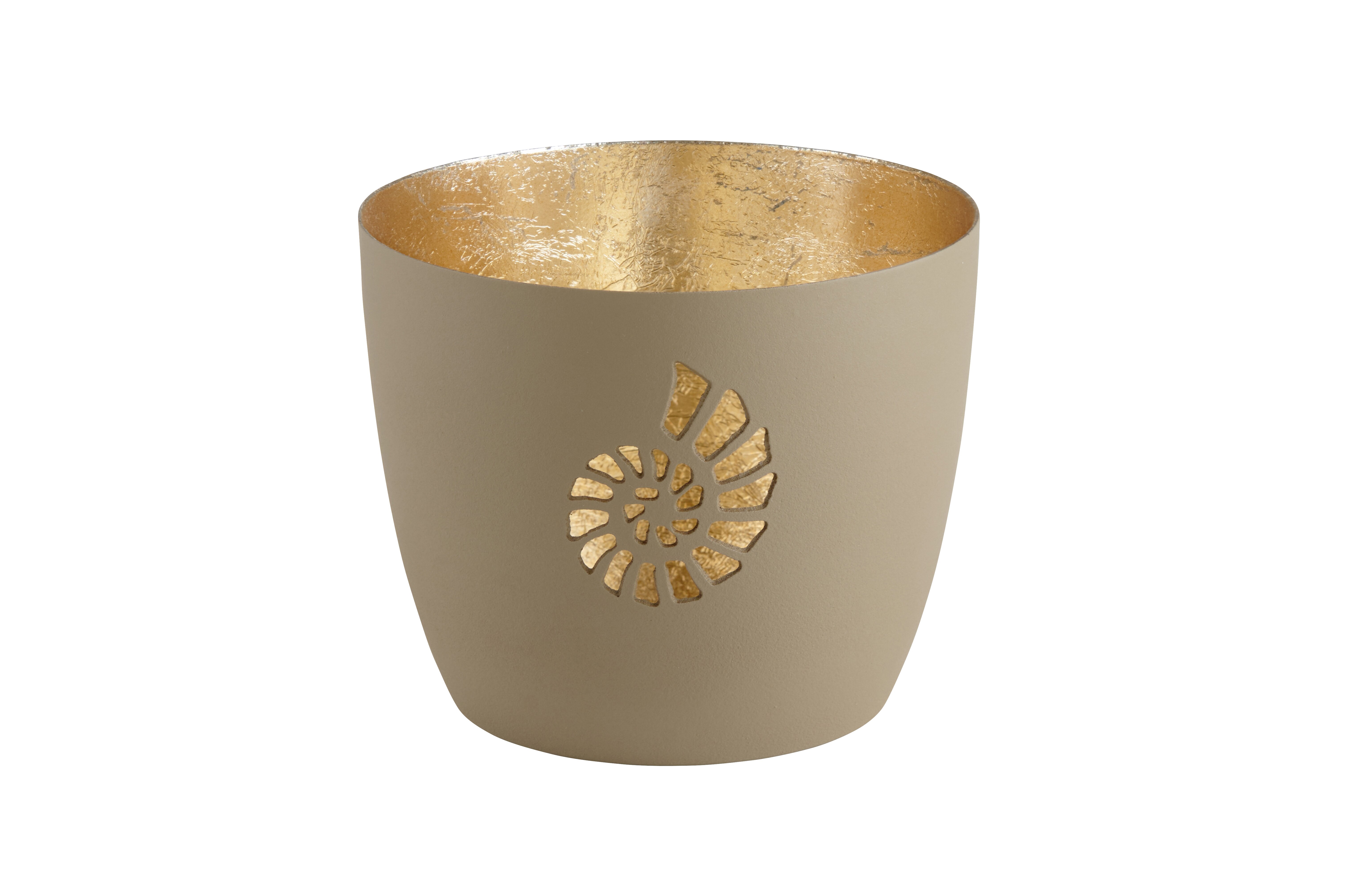 Madras, Windlicht, M, Motiv: Muschel, sandstone/gold