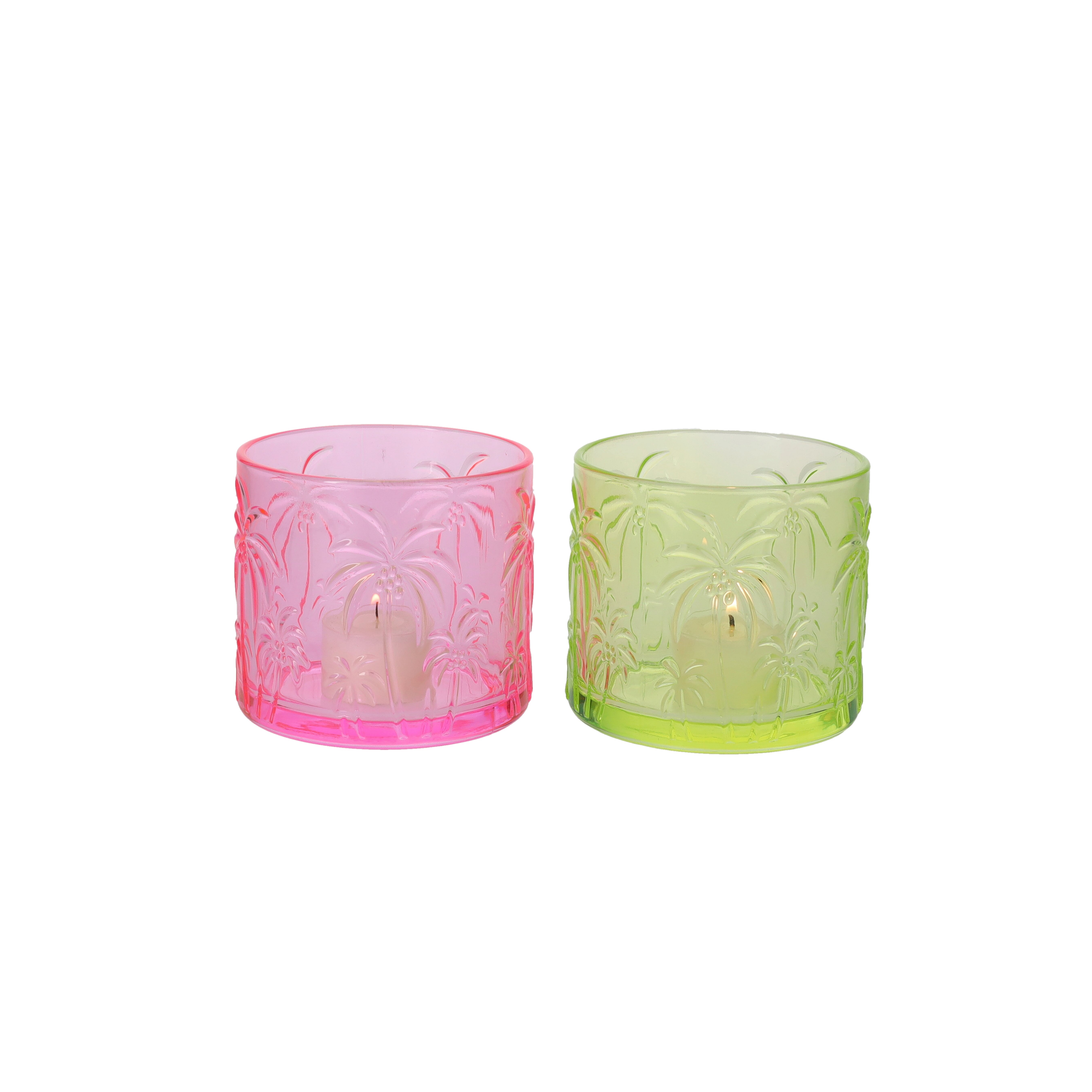 Jacquard, Windlicht, Palmen,2fach sortiert, neon yellow/ neon pink, gs