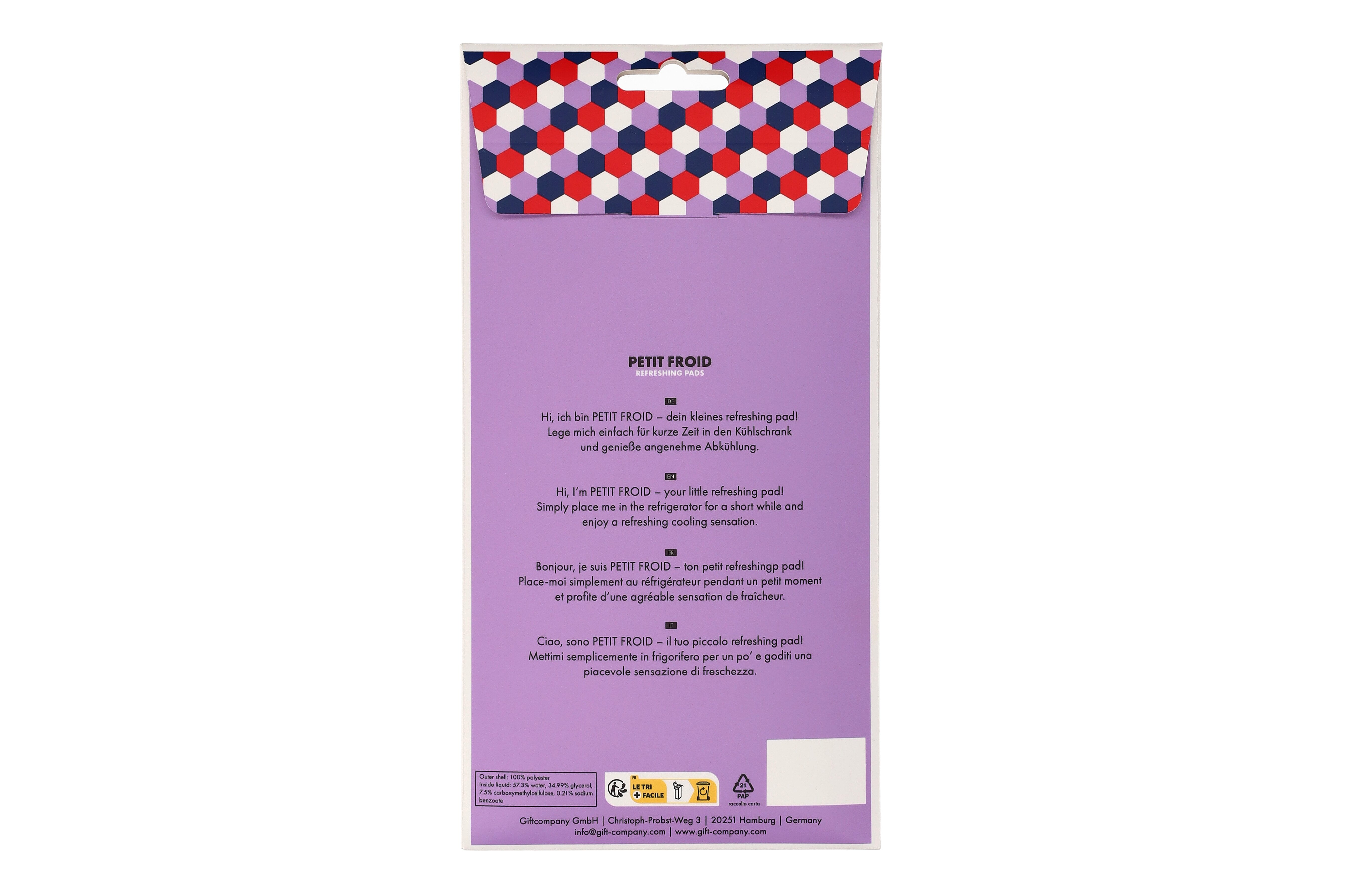 Petit Froid, refreshing pad m, motive: smile, hot pink/green