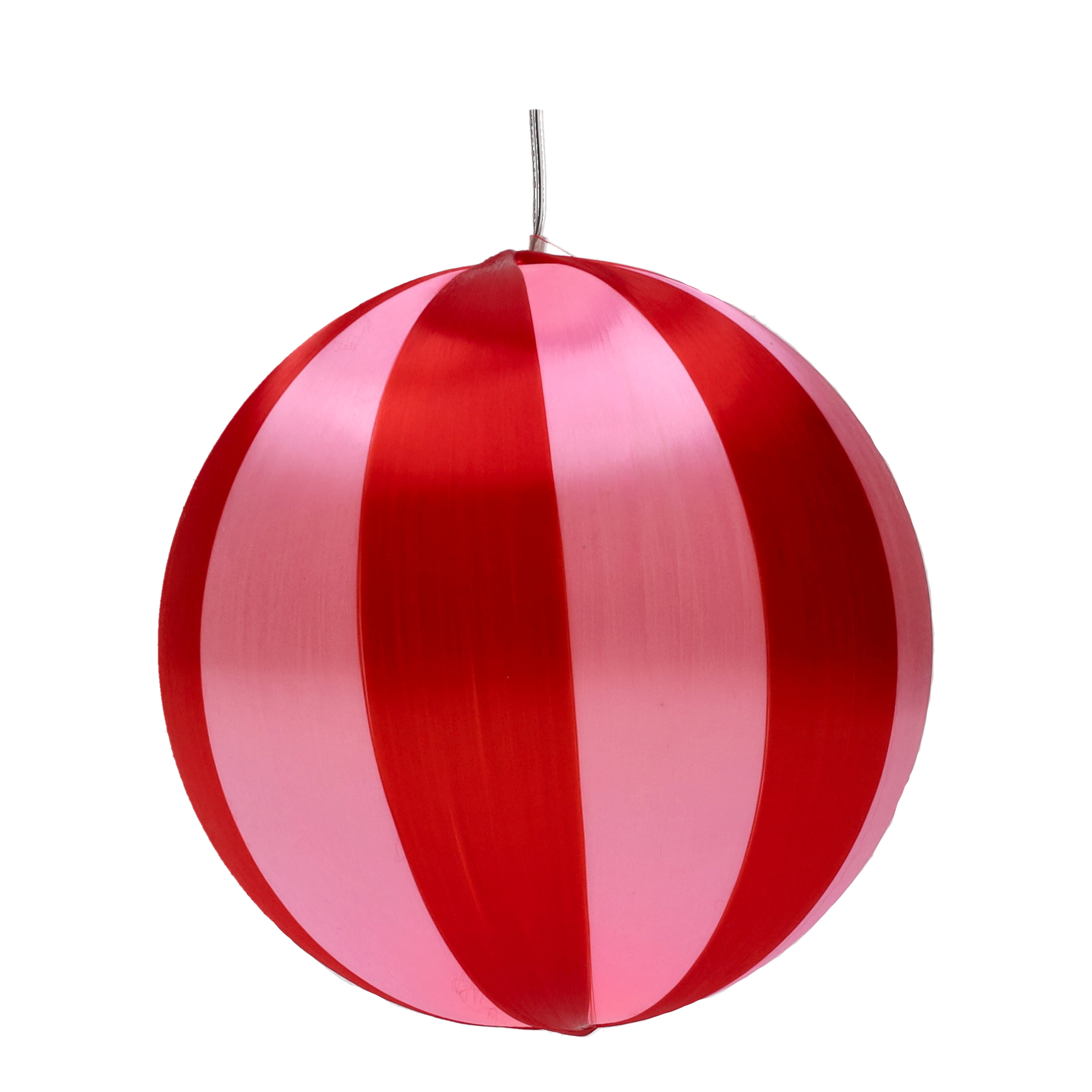 Chinois, LED Weihnachtskugel, 15cm, Streifen, rot/rosa