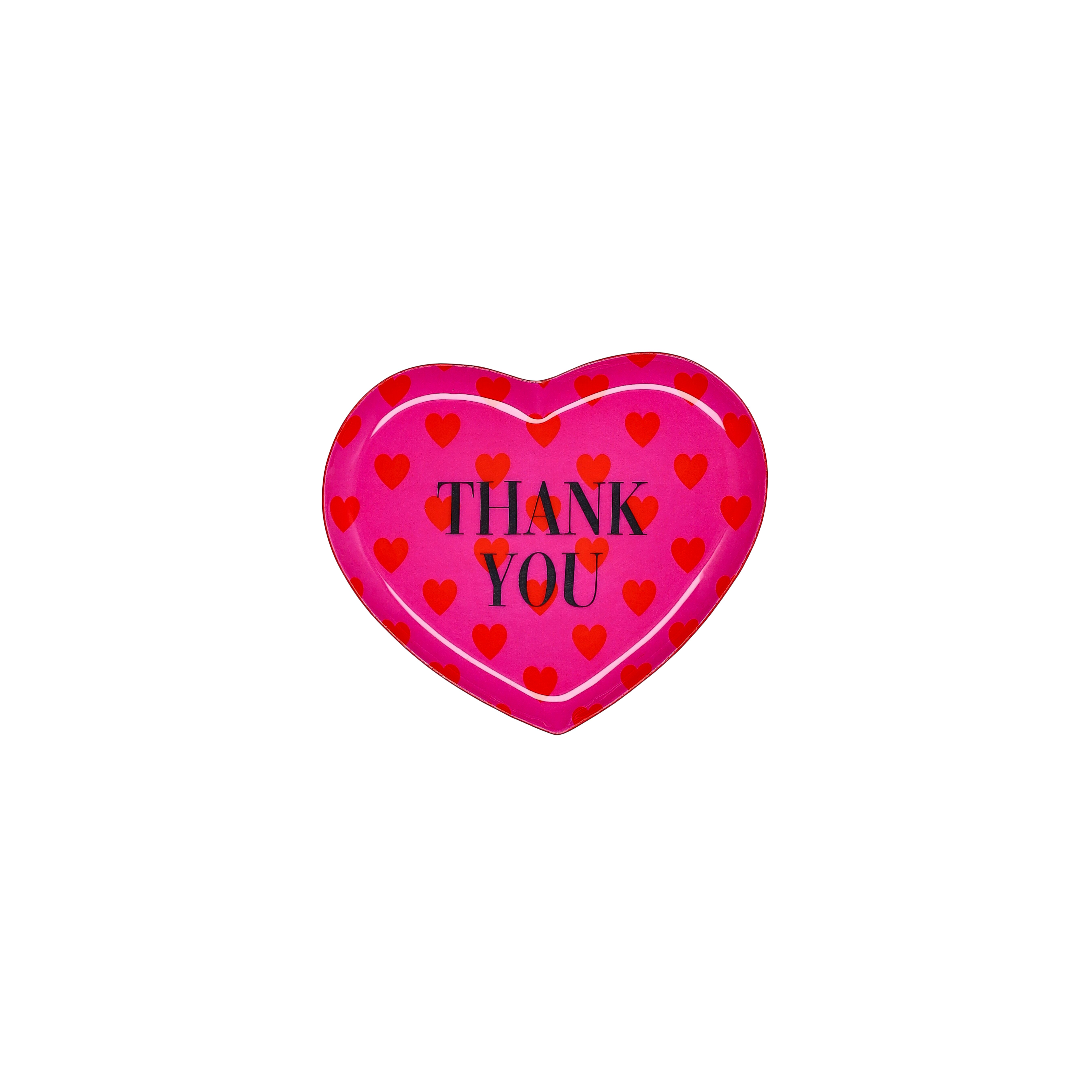 Love Trays, Dekotablett, XS,  Motiv: Thank You , Herzform, pink/rot