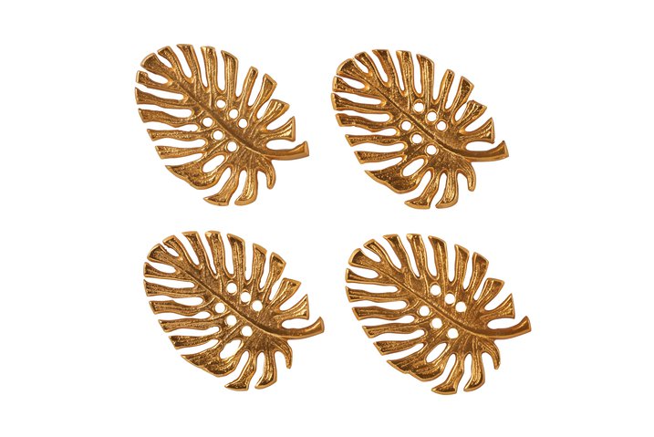 Gotham, coaster set of 4 pcs., leaf, gold