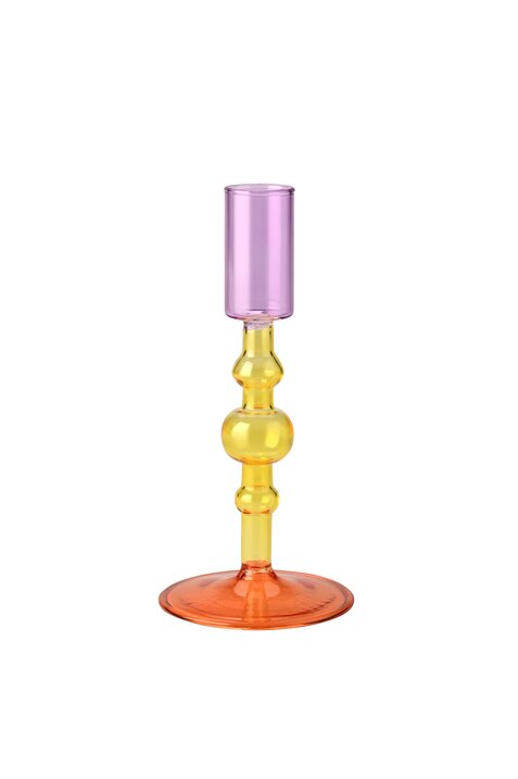 Voile, Kerzenhalter, H16,2cm, Borosilikatglas, lila/gelb/orange, gs