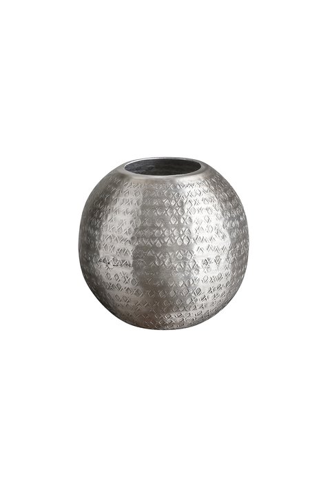 Epoca, metal vase, H12cm, ball, pearl silver