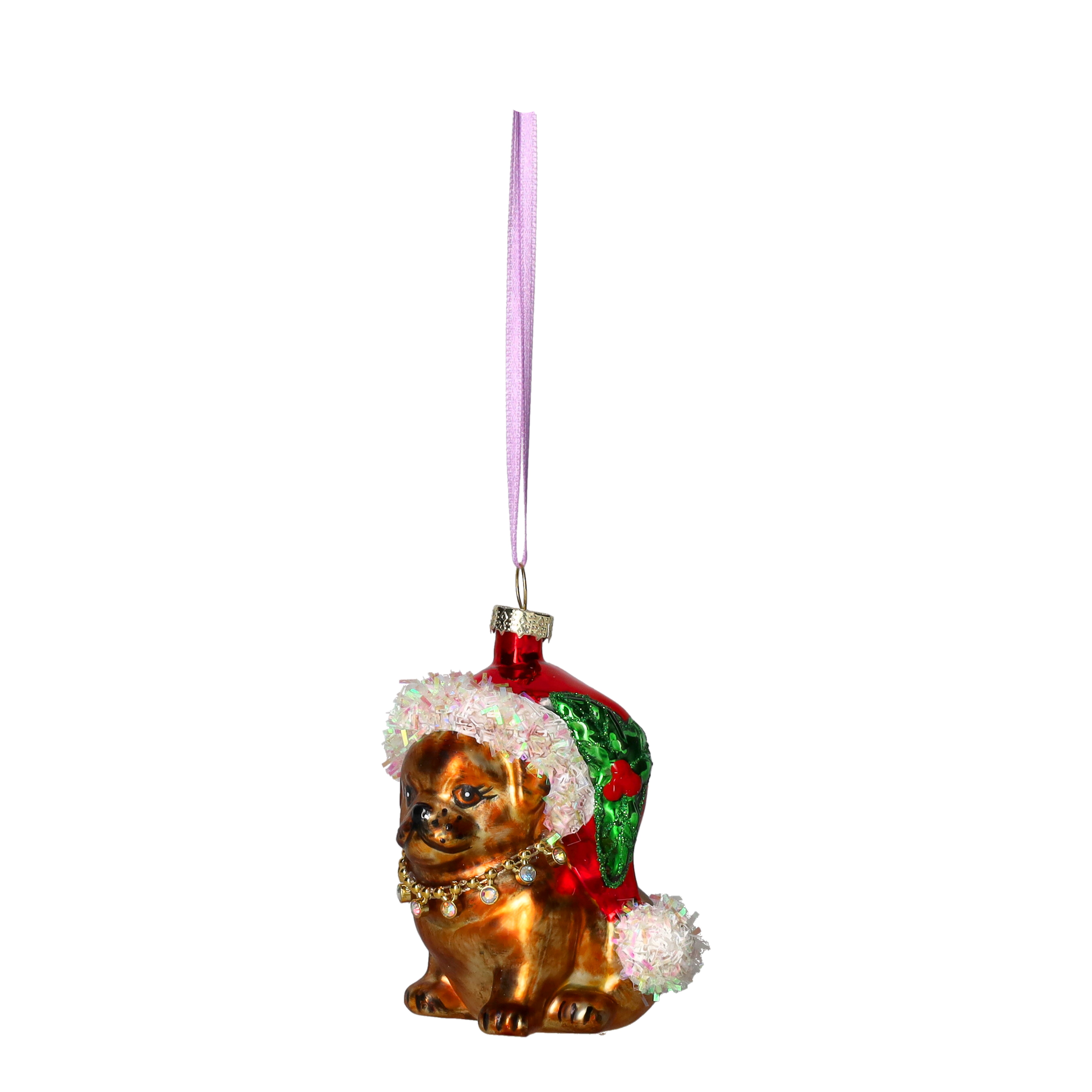 Hänger Mops mit Weihnachtsmütze