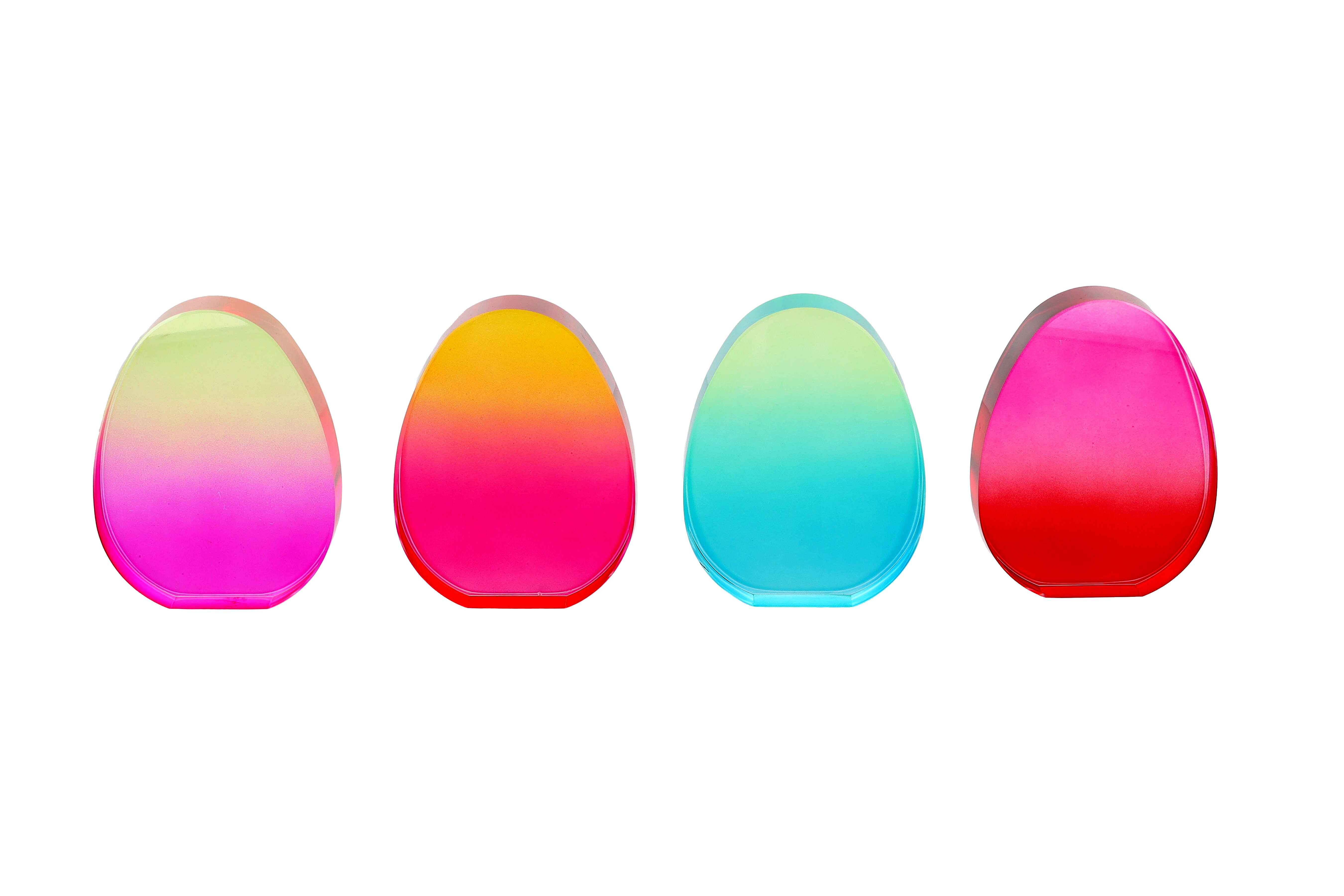 Honey egg flat, 4 assorted,  neon yellow, neon orange, neon green, neon pink, sprayed