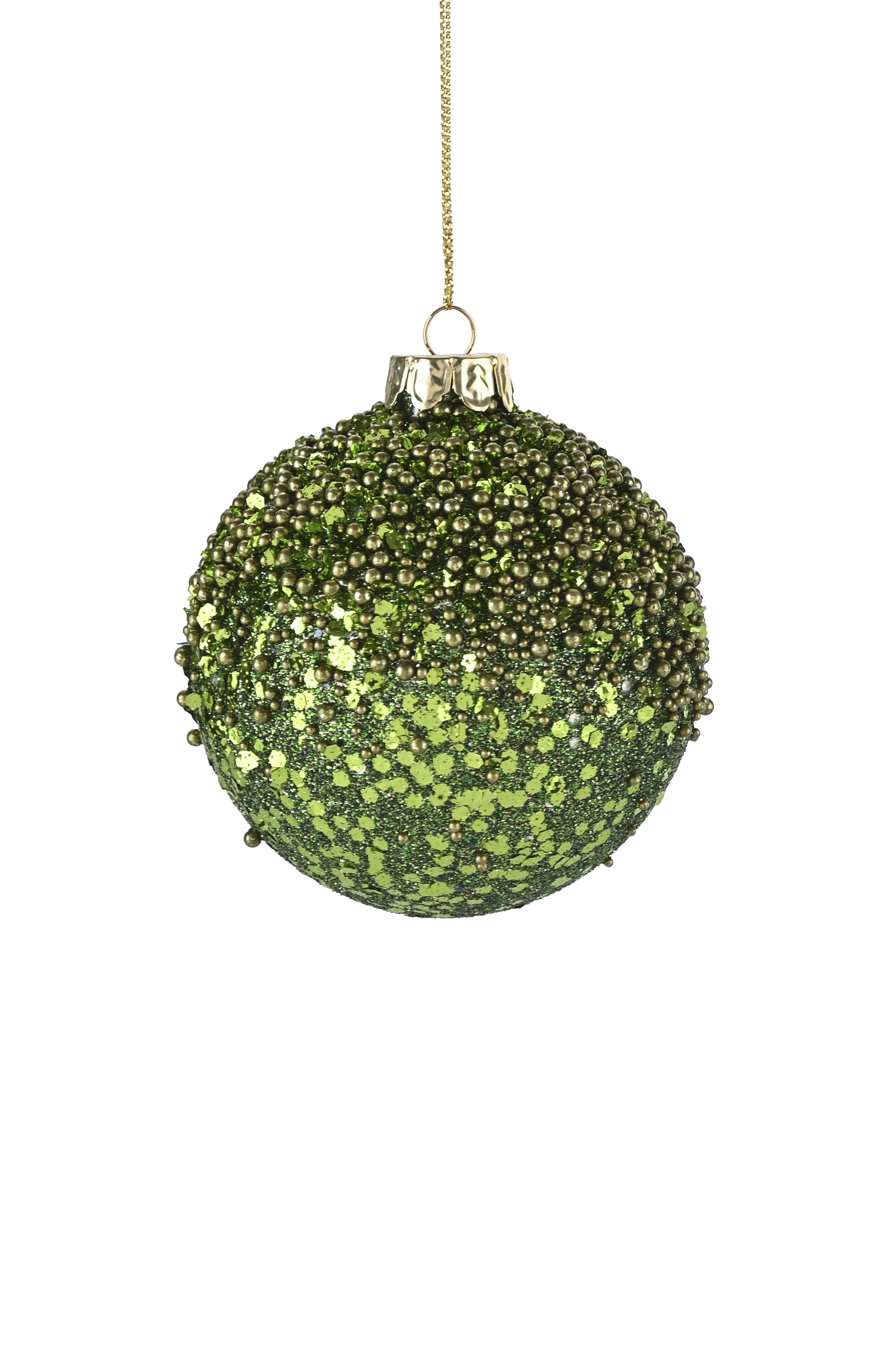 Seoul, Weihnachtskugel, 8cm, Glitzer, Pailletten, grün