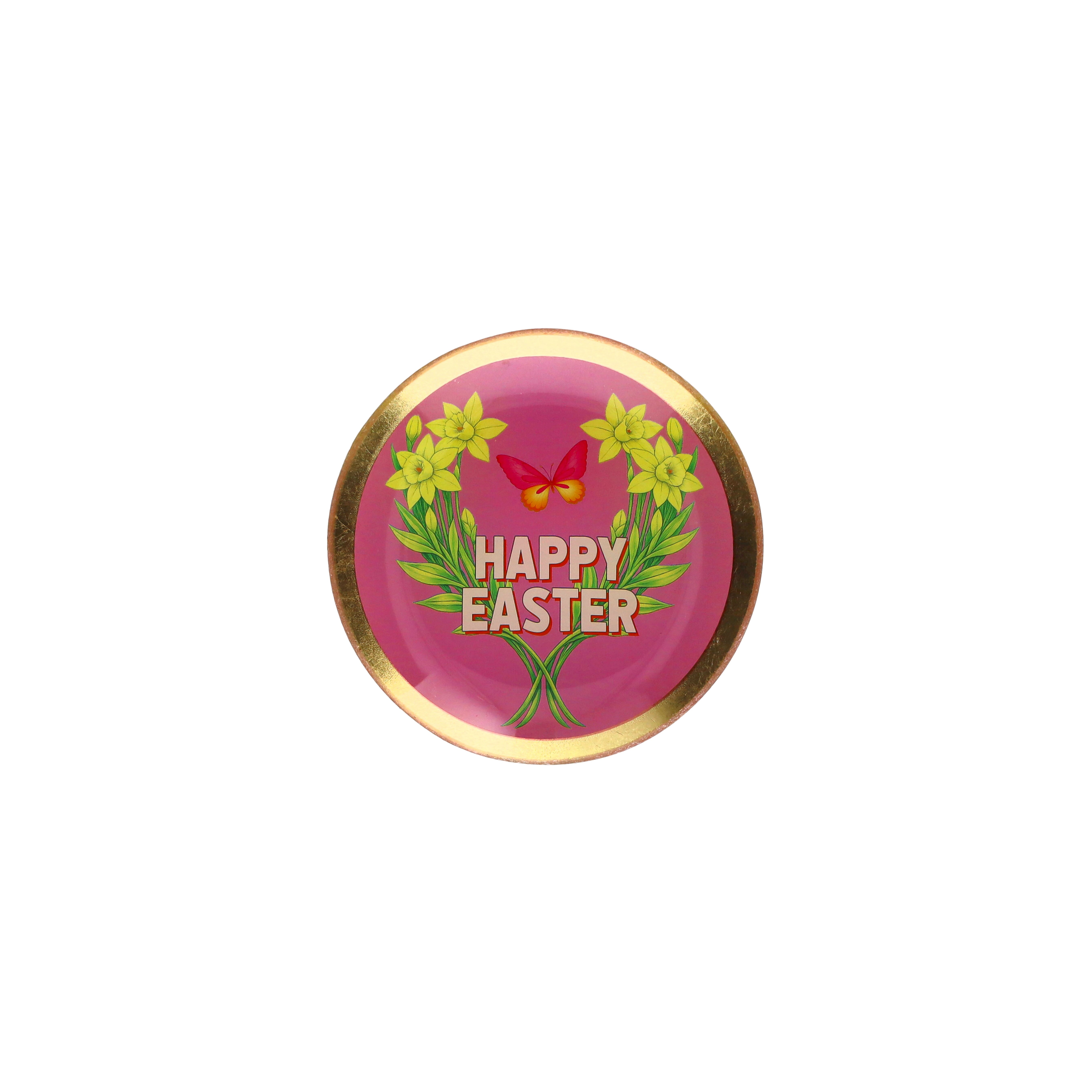 Love Plates, Glasteller S, Motiv: Happy Easter,  rund, rosa