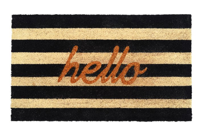 Fußmatte Glitzer hello, gestreift, schwarz