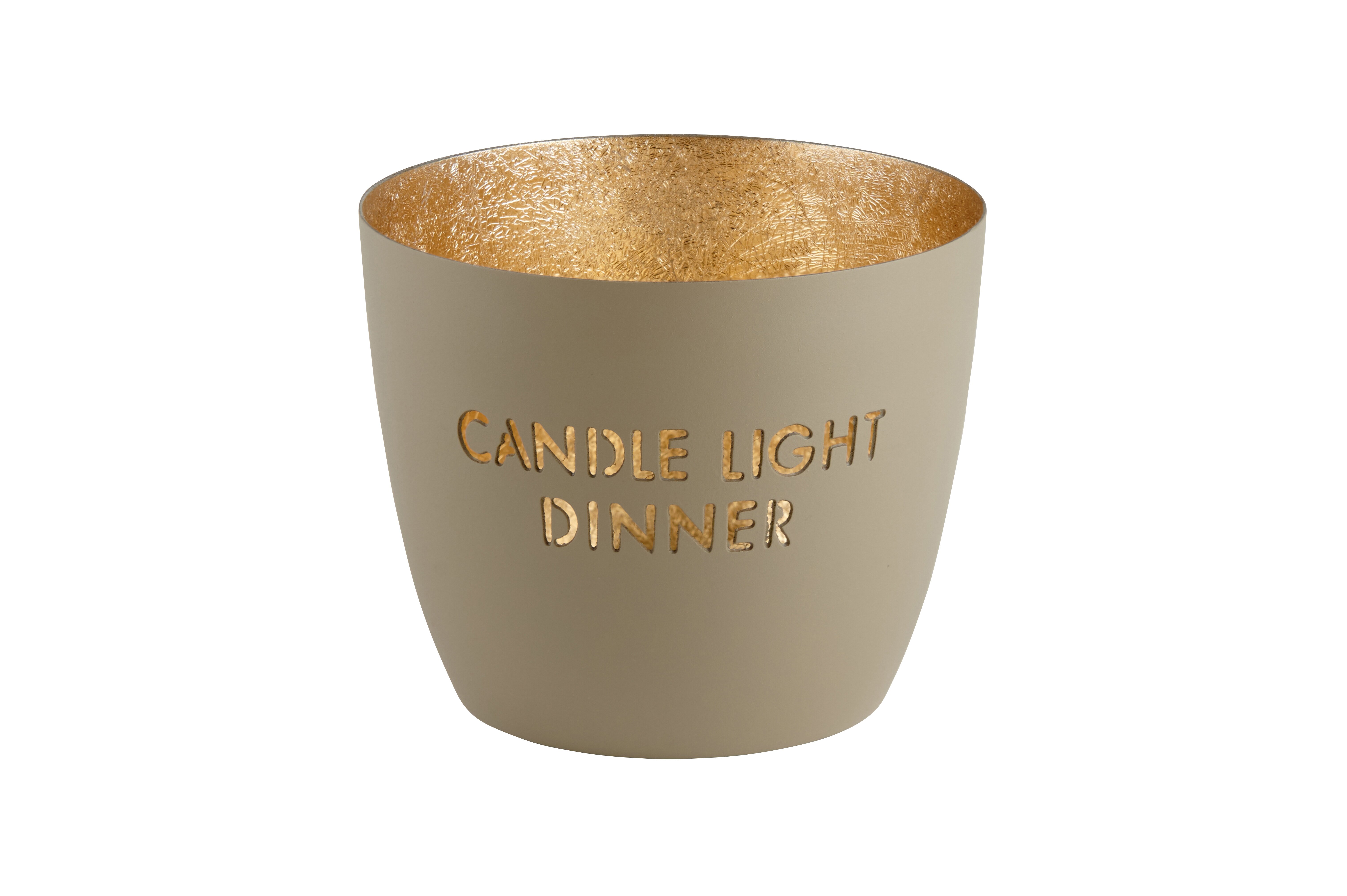 Madras, Windlicht, M, Motiv: Candle light dinner, sandstone/gold