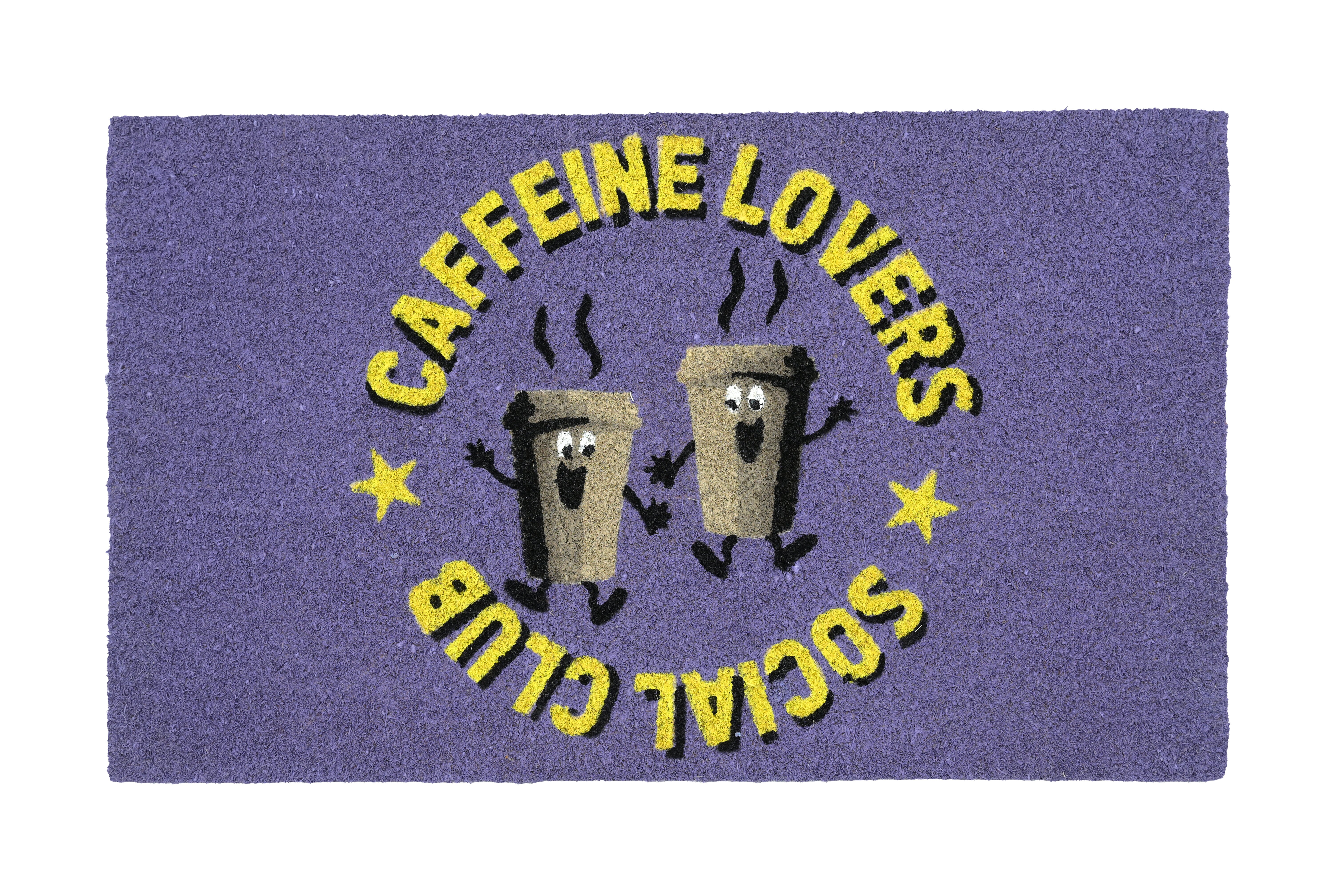 Fussmatte, Motiv: Caffeine lovers social club, lila