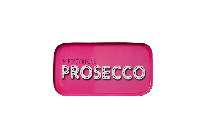 Love Trays, Dekotablett, S, I'm ready in one Prosecco, rechteckig, pink
