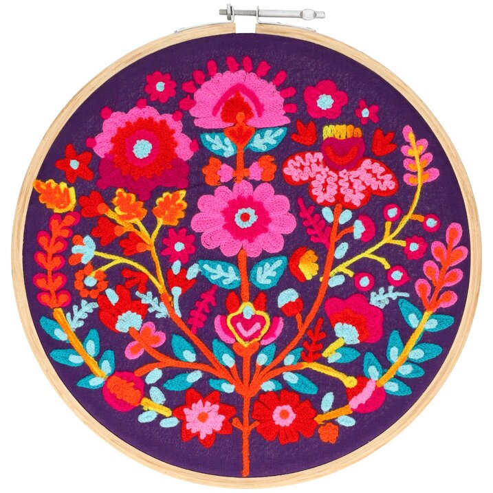 Broderie, Stickbild, M, Motiv: Blumen, mehrfarbig
